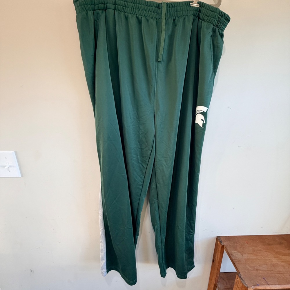 NCAA Michigan State Spartans Track Pants Men 2XL Green Elastic Waist Gorpcore